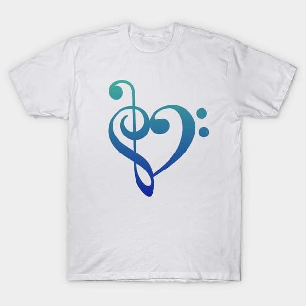 Treble Clef Bass Heart T-Shirt by trev4000